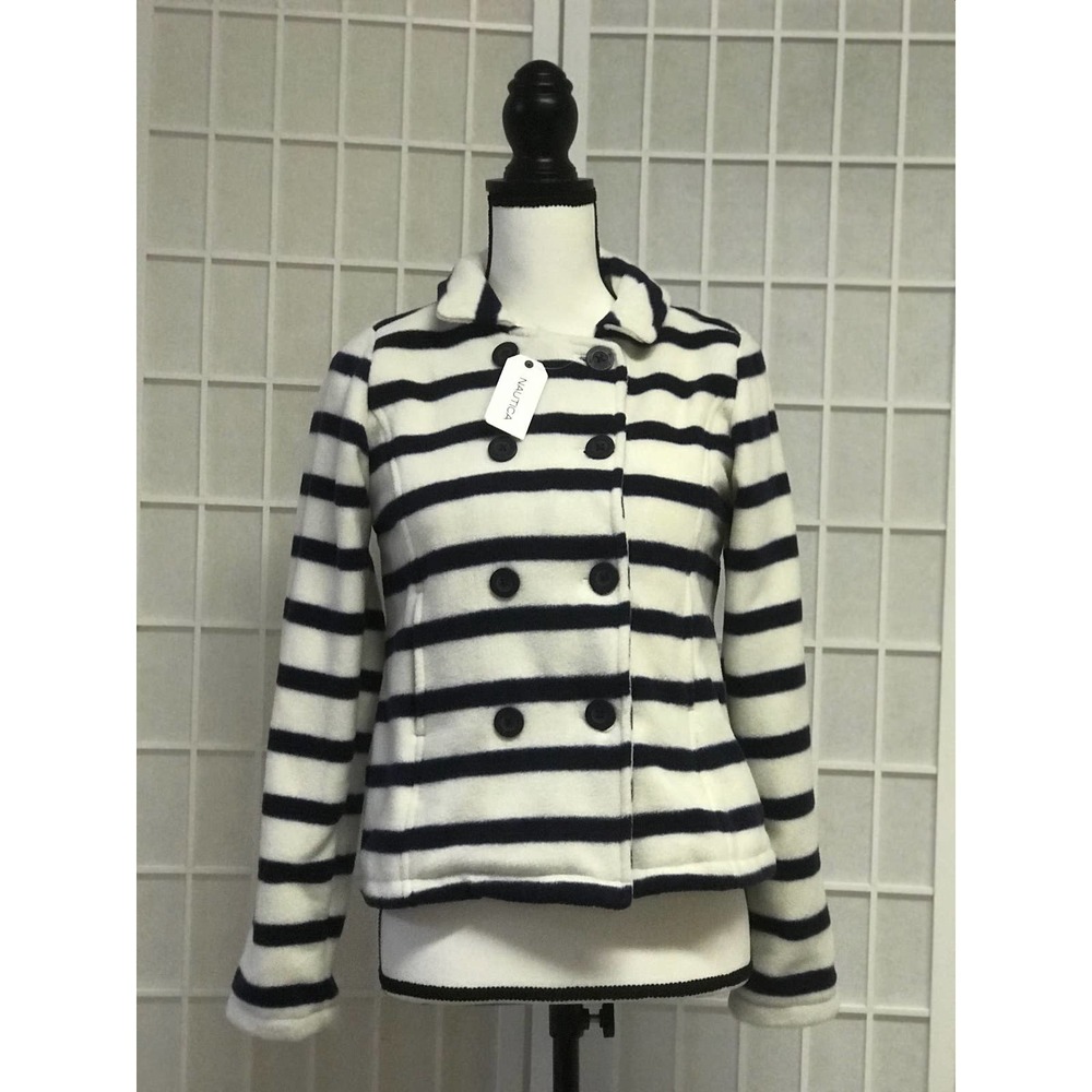 Nautica Girls Striped Fleece Pea Coat